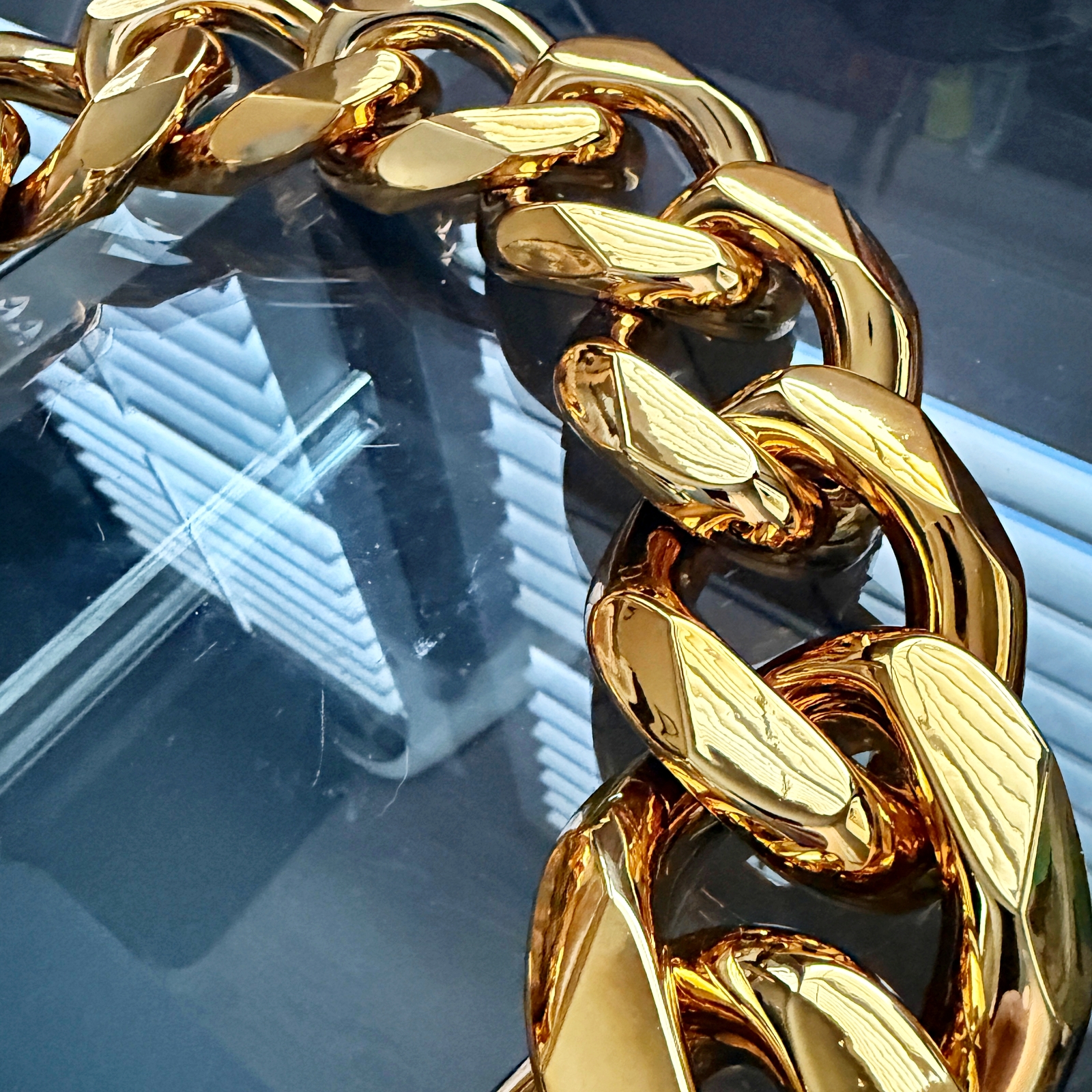 Huge Jumbo Hip Hop Chain Cuban Link Plastic Necklace Gold-Tone 60MM Thick 39″