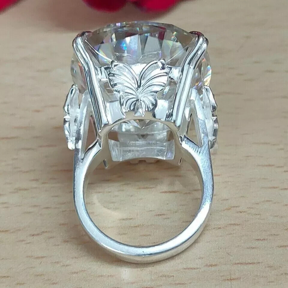 RARE 12.00 Ct Treated Off White Diamond Solitaire Ring In 925 Silver. Certified