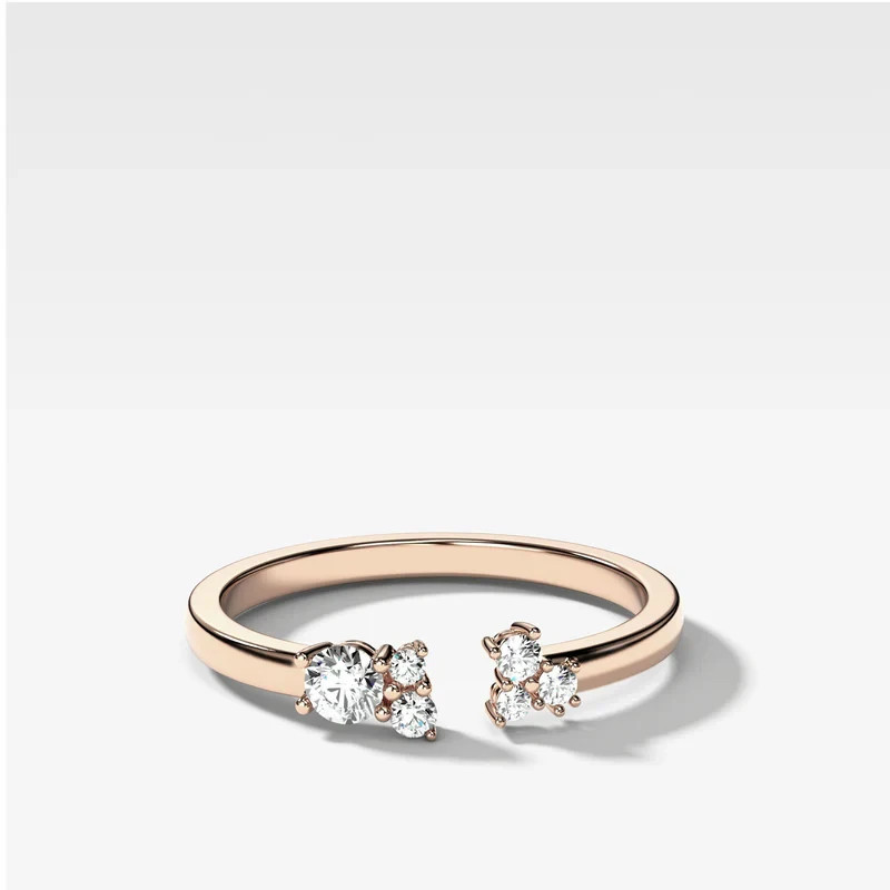 Pleiades Finger Cuff 14K ROSE GOLD Lab Created Ring Engagement Valentines Day