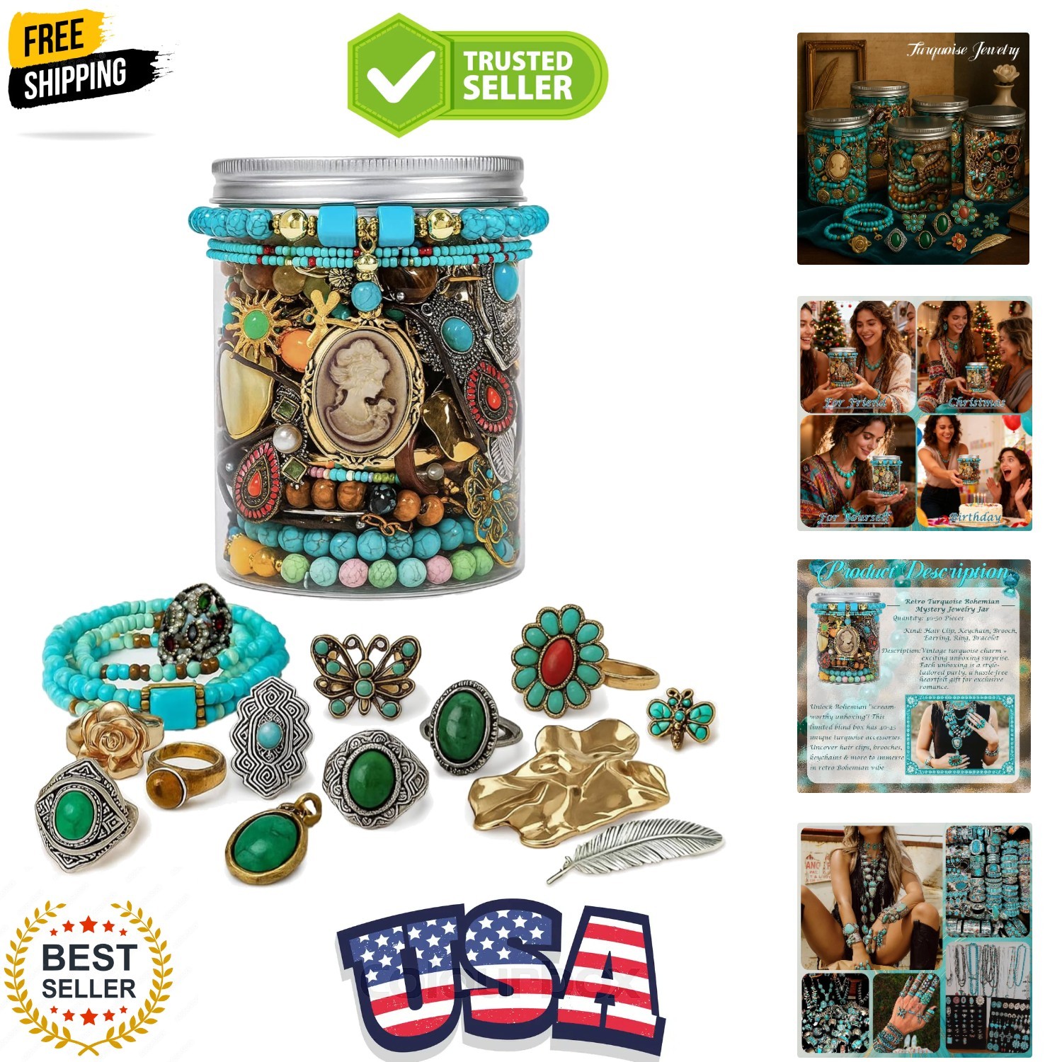 Mystery Jewelry Jar Bundle – Surprise Vintage Jewelry Box for Women,Gift Jewe…
