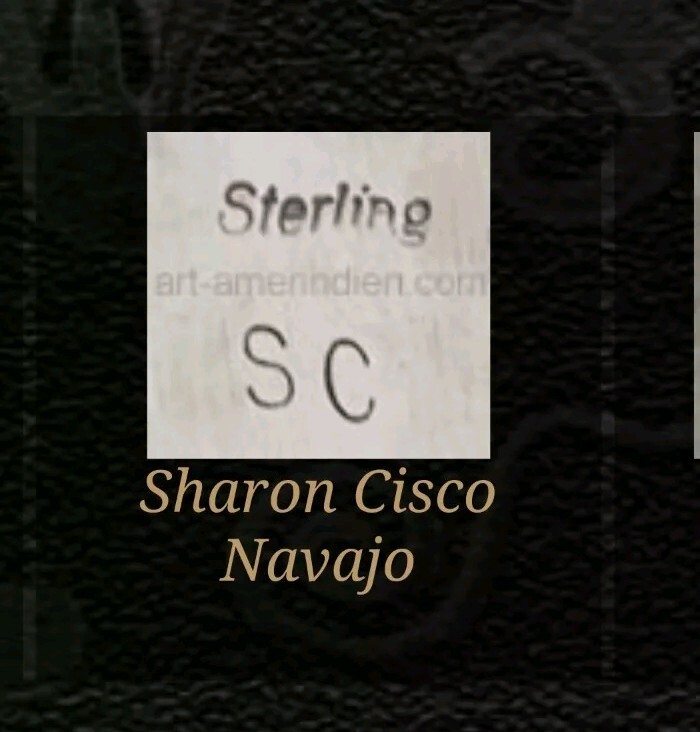 VINTAGE SOUTHWEST NATIVE AMERICAN RING SIGNED SC FOR SHARON CISCO REPAIRED BAND