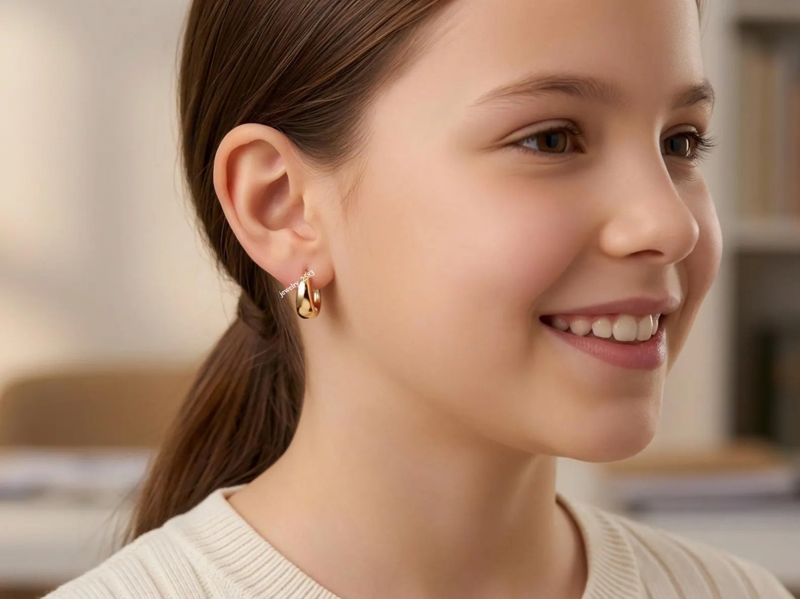 8mm / 0.3″ Unisex Kids Daily Wear Solid Metal Huggie Hoop Earrings 925 Silver