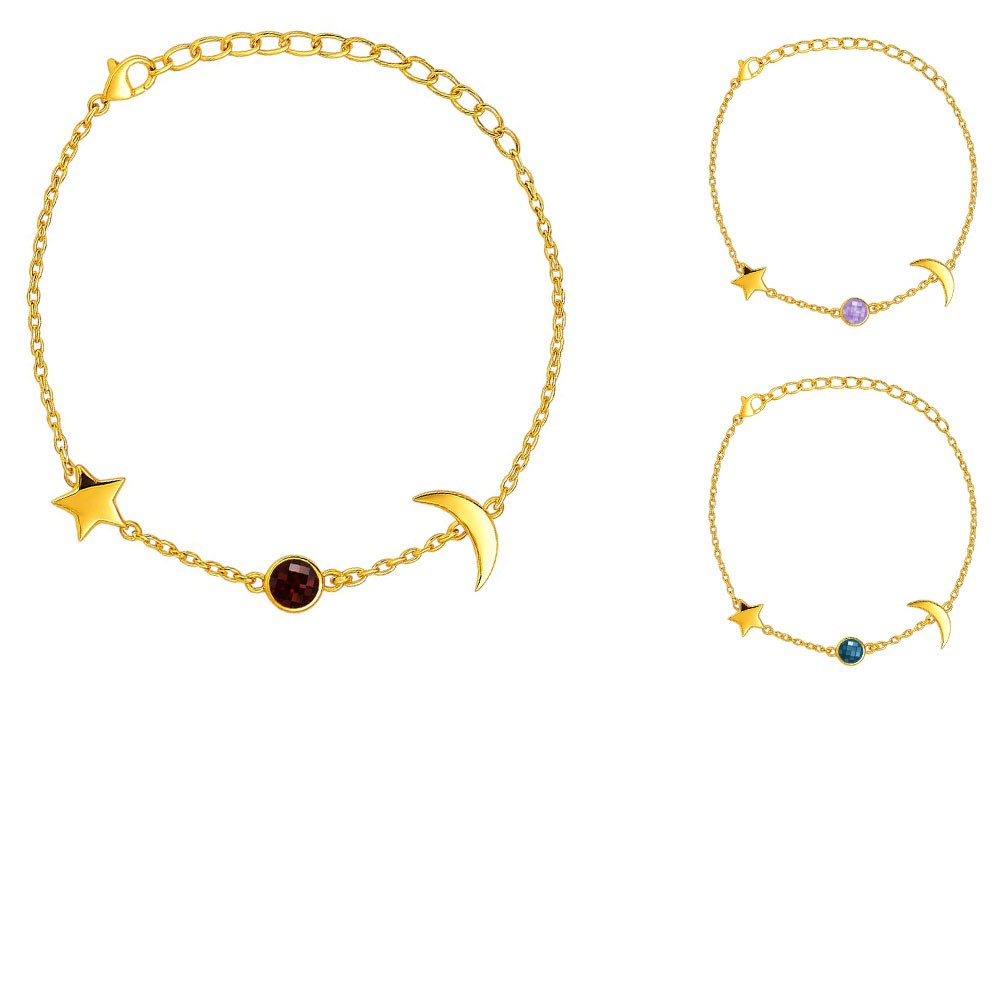 18K Gold Plated Star Moon Colorful Gemstone Bracelet – Desiregem USA TGB1008