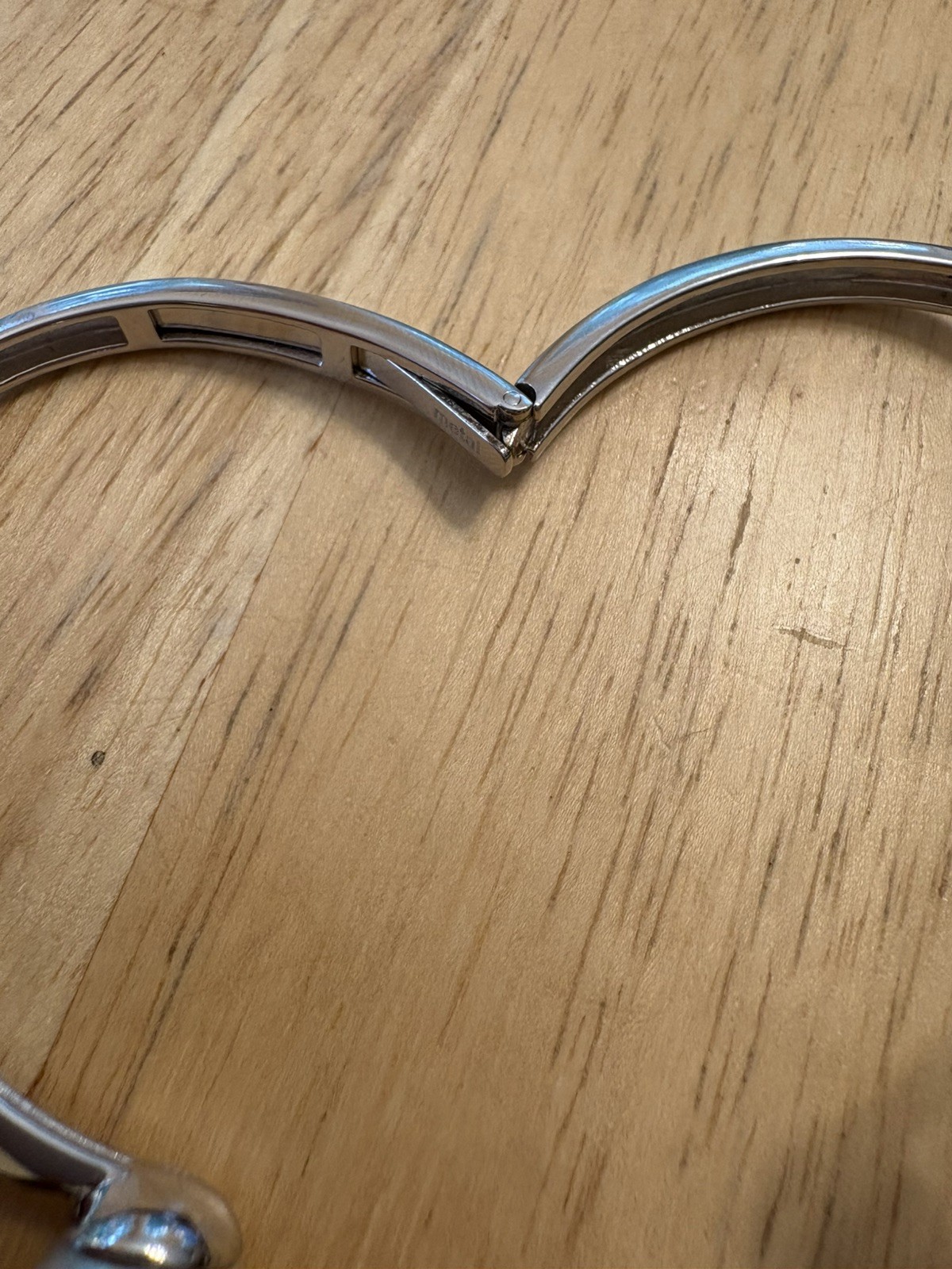 Majorica Sterling Silver Imitation Pearl Hinged Bypass Bangle Bracelet