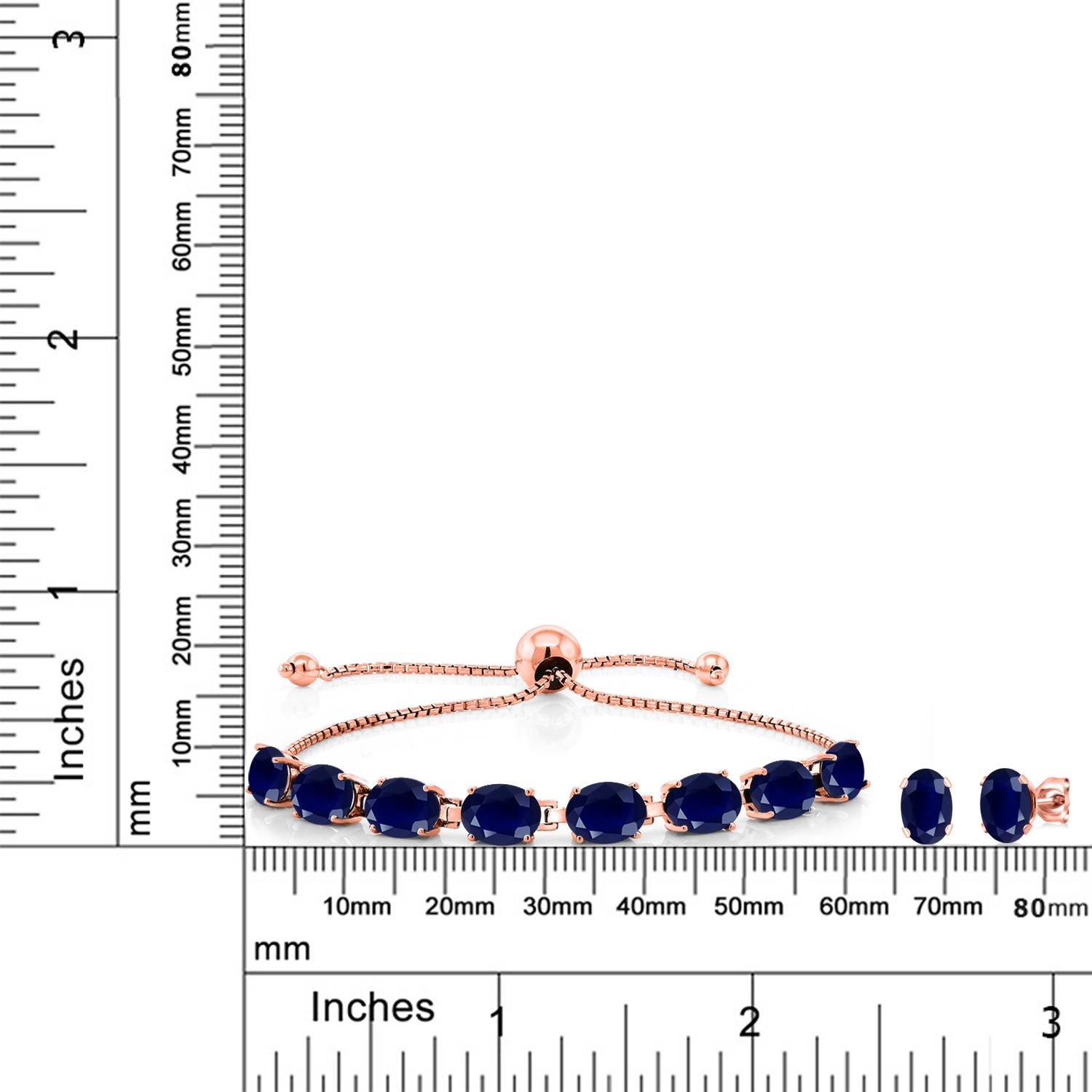 Gemstone Birthstone Bolo Bracelet & Stud Earrings Jewelry Set For Women | 925