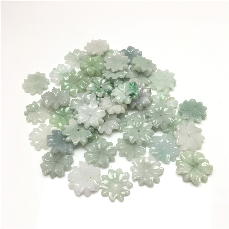 10pcs Natural Jadeite A Grade Jade Pendant DIY Loose Bead Sunflower Wholesale