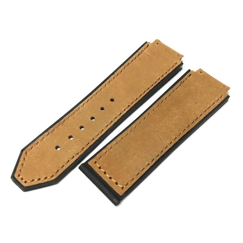Premium Mens Leather Stick Rubber Sport Watch Band Strap 21 23 25mm for Hublot