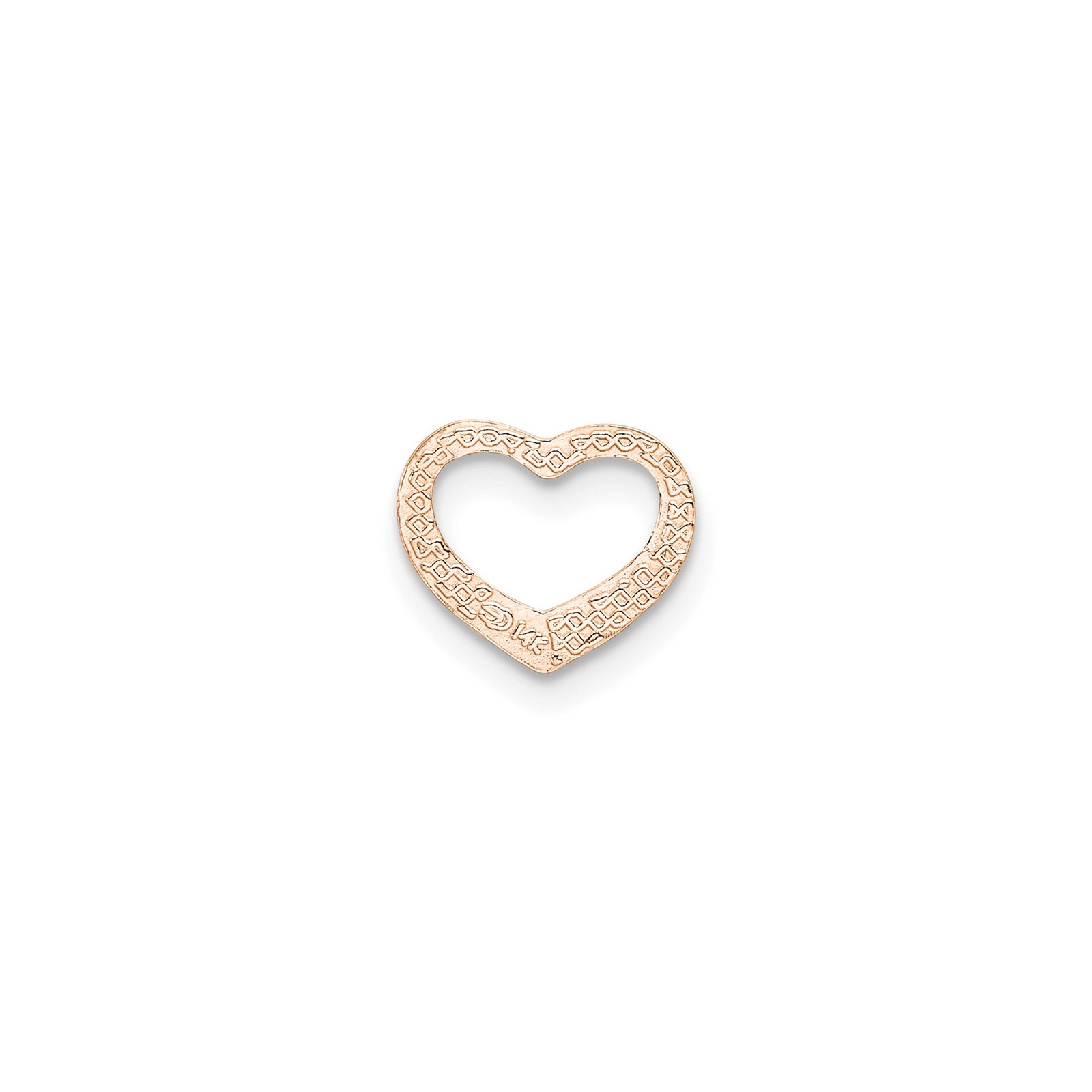 14k Rose Gold Open Heart Pendant Charm Minimalist Fine Jewelry 12.2mm