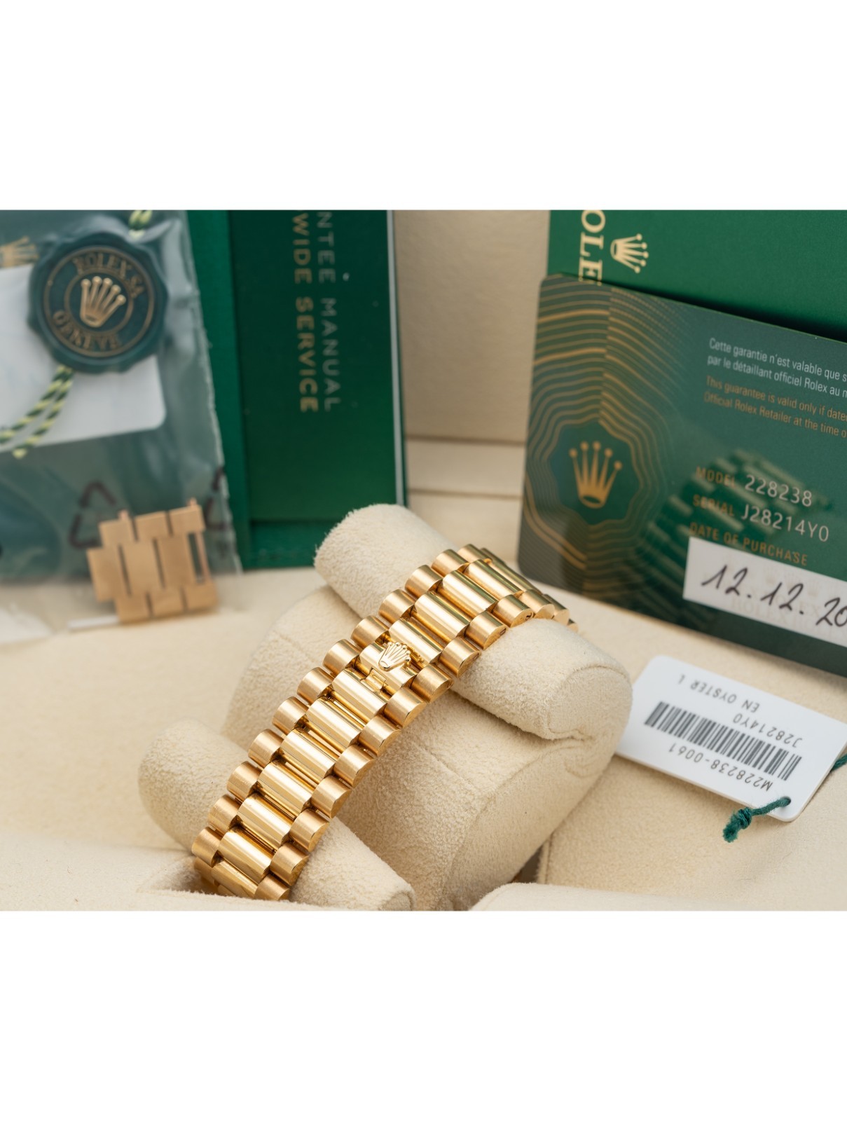 Rolex Day-Date President 40 18k Yellow Gold ‘Money Green’ Dial 228238 – Complete