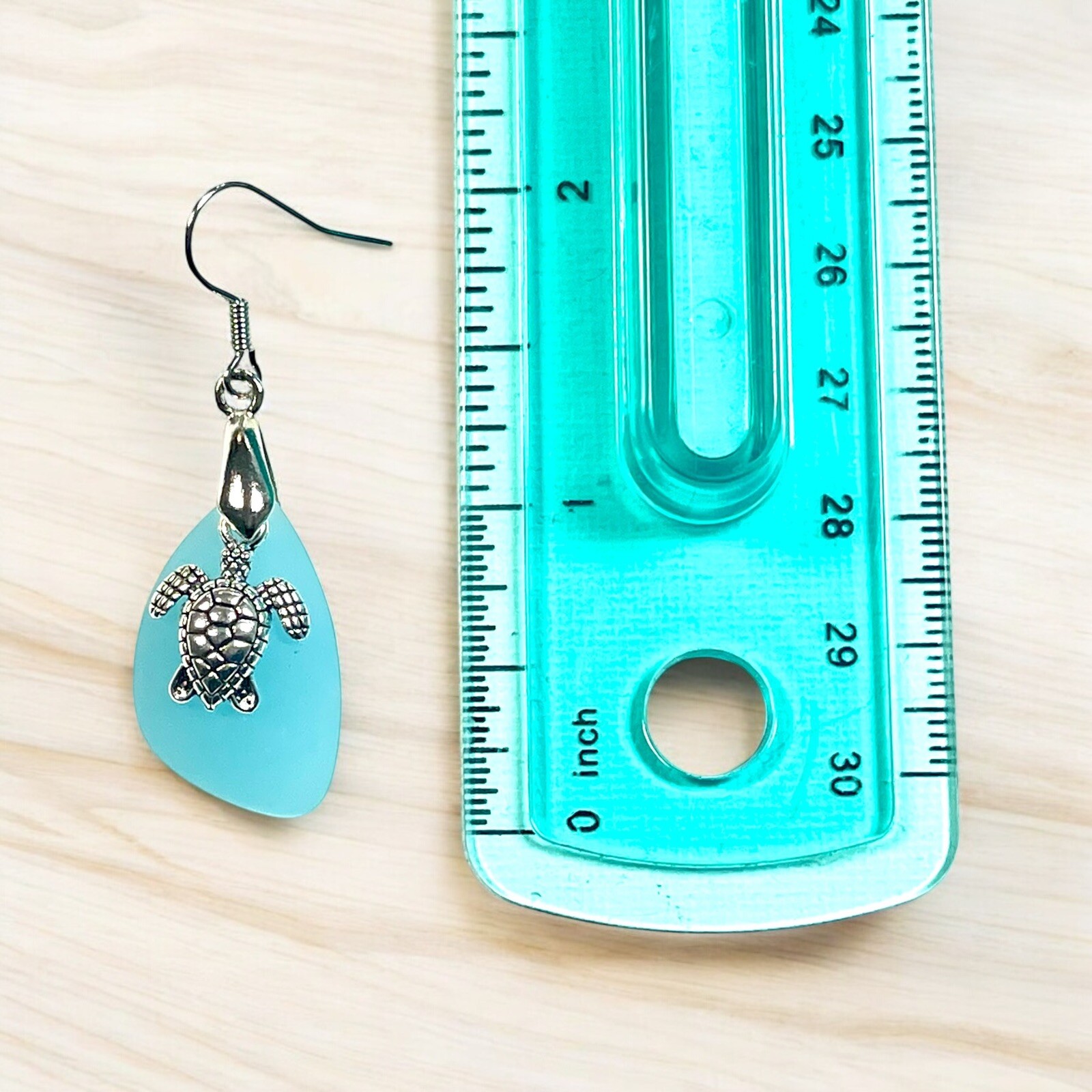Turtle Earrings, Sea Glass Turtle Earrings,.925 Sterling Silver Ear Wires