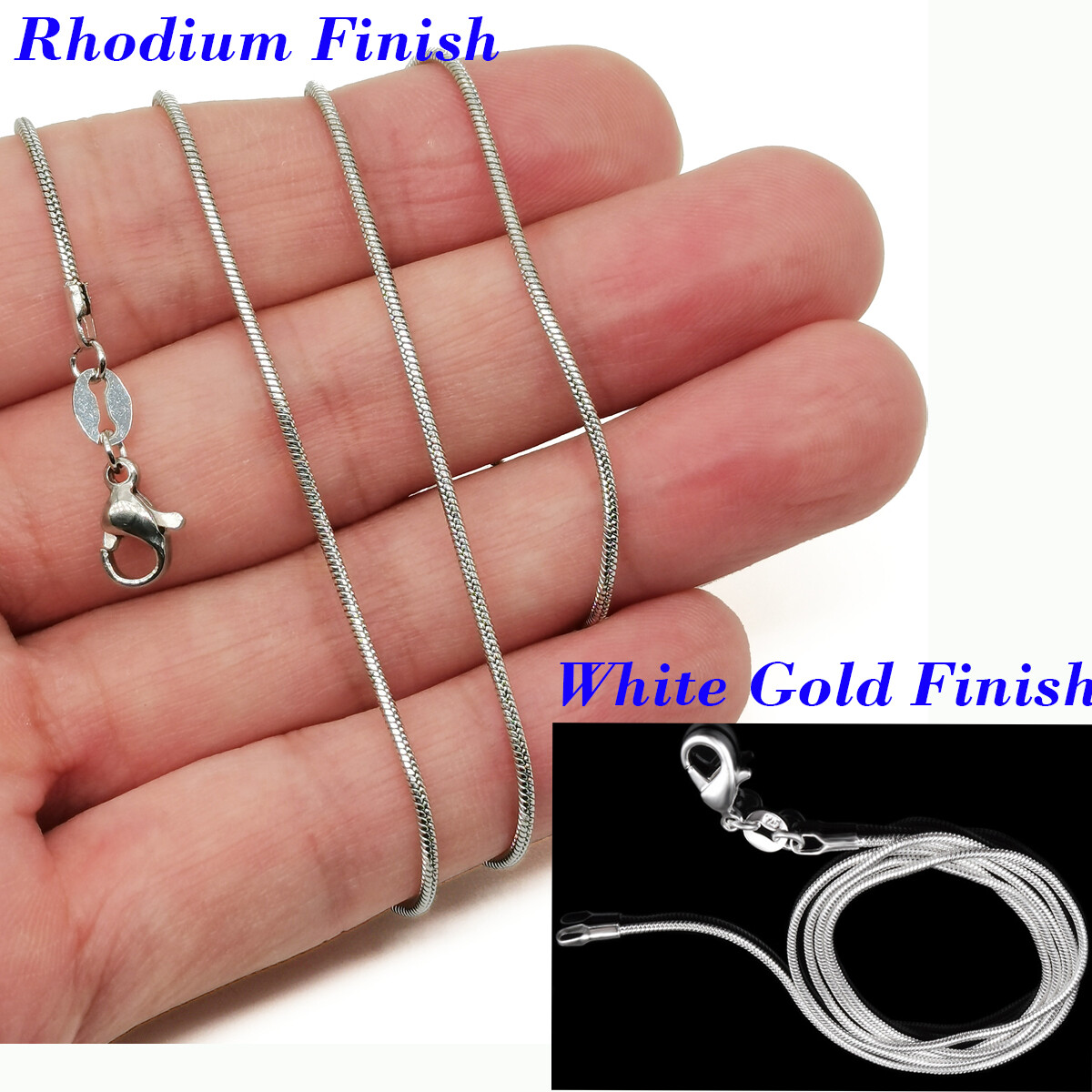 Solid 925 Sterling Silver Tarnish-Resist Italian Snake Chain Necklace 16-38 inch