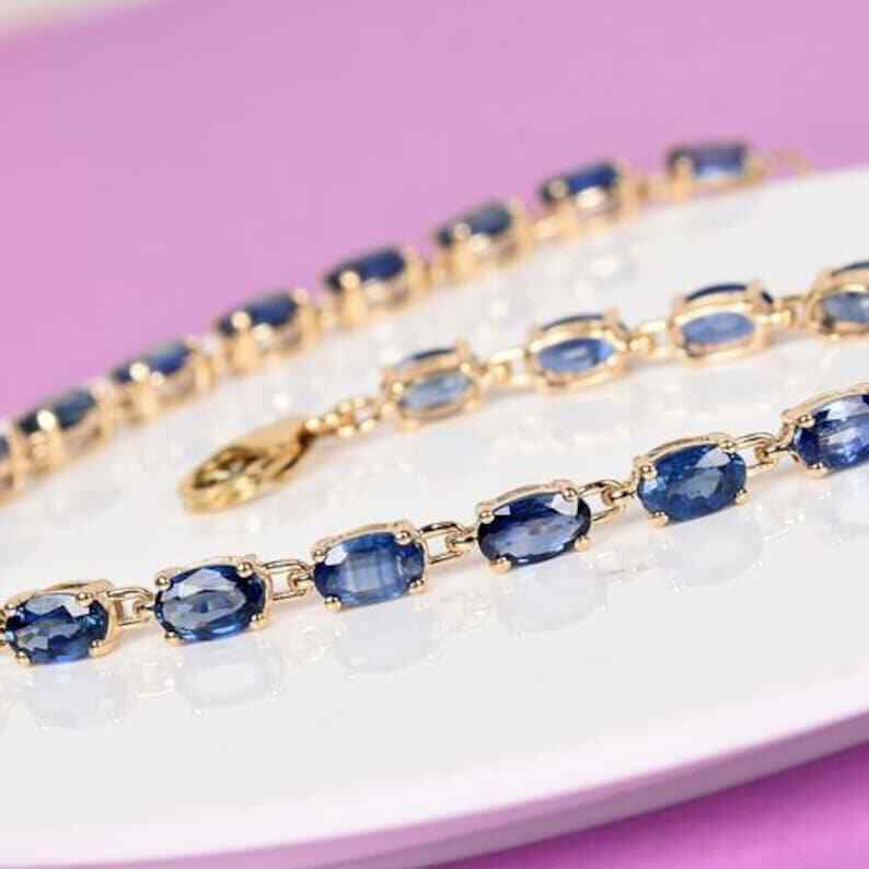 Oval Cut Himalayan Kyanite Tennis Bracelet. Gemstone Jewelry For Women Gifting