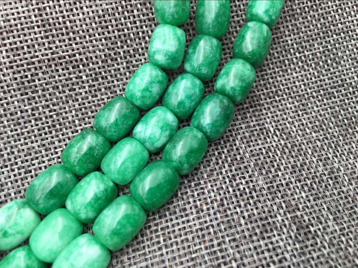 Natural 9x11mm Gemstones Drum Beads Green Jade Zoisite Loose Beads 15″ AAA
