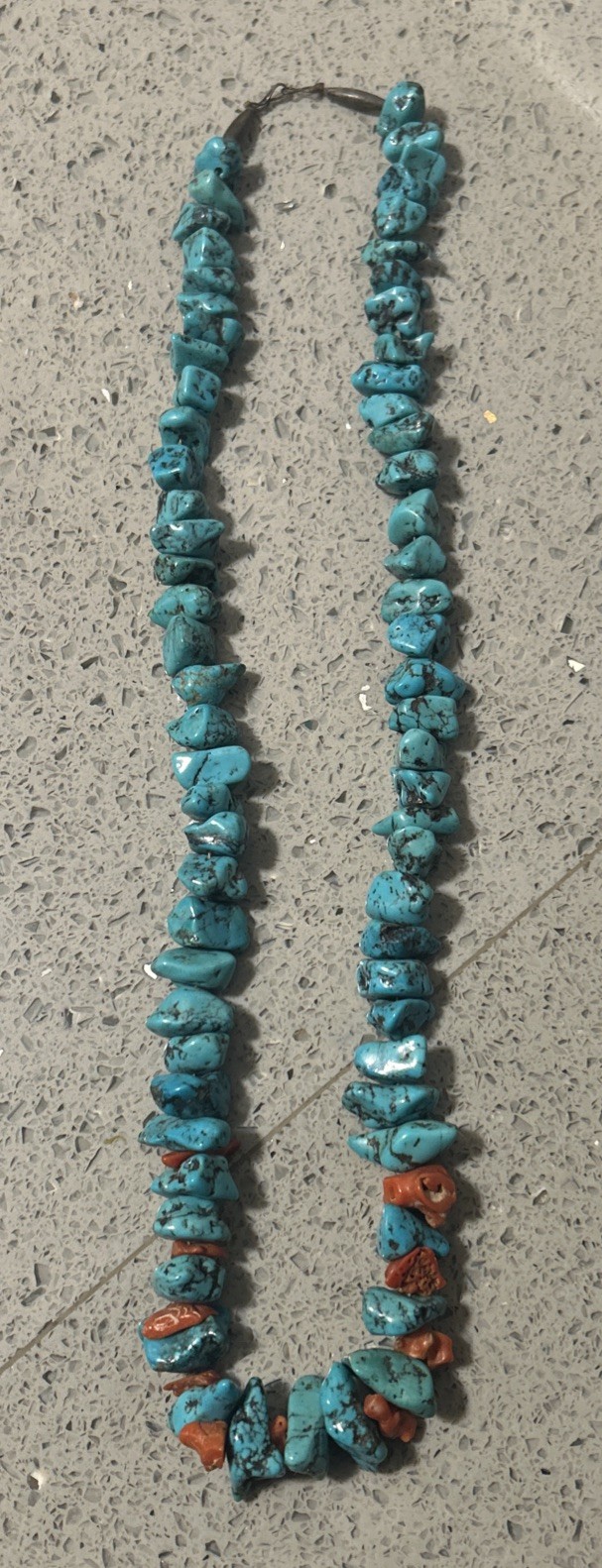 vintage Native American chunky Turquoise And Coral Necklace