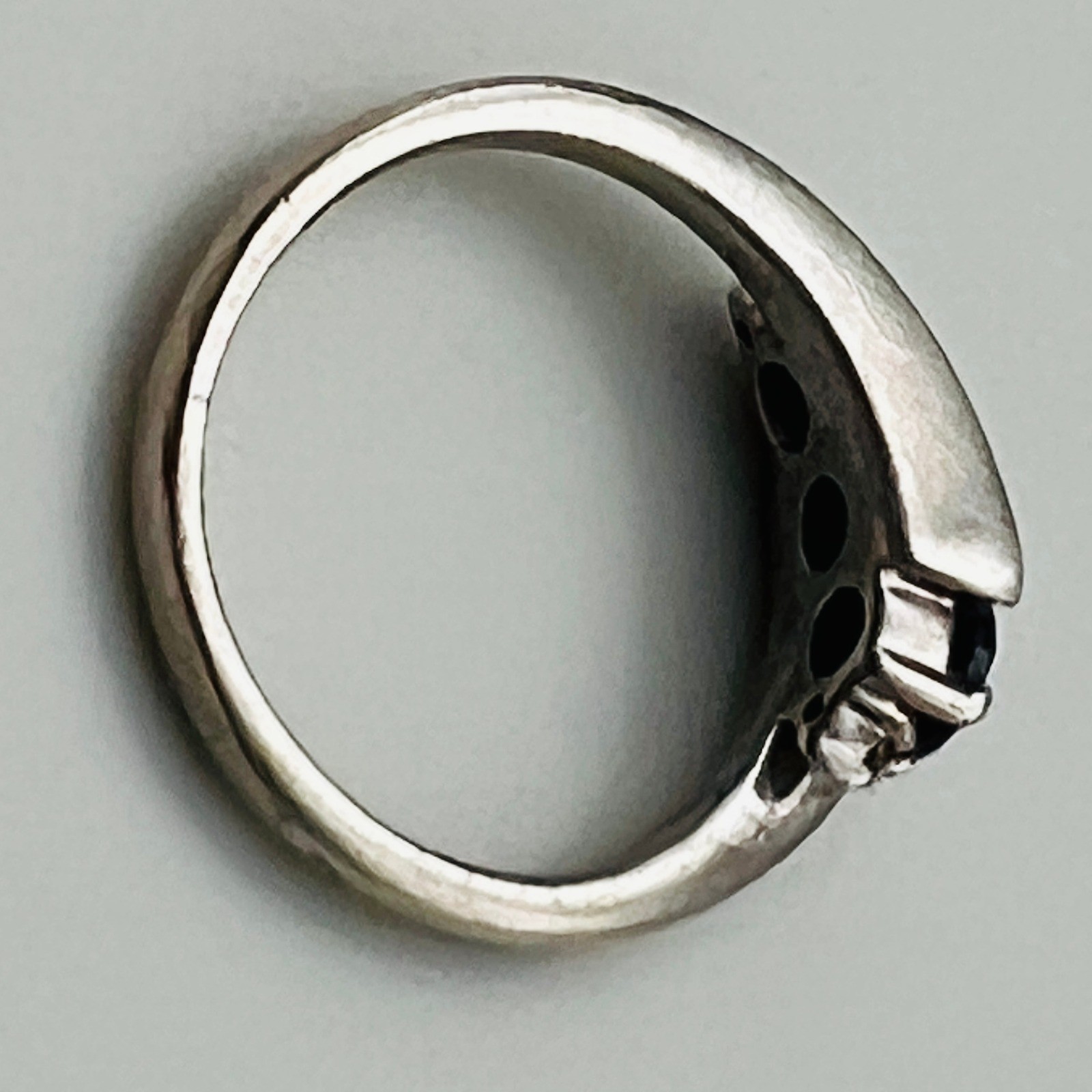 Vintage Blue Stone Bypass Ring Size 6 Sterling Silver Modern Twist Style 925
