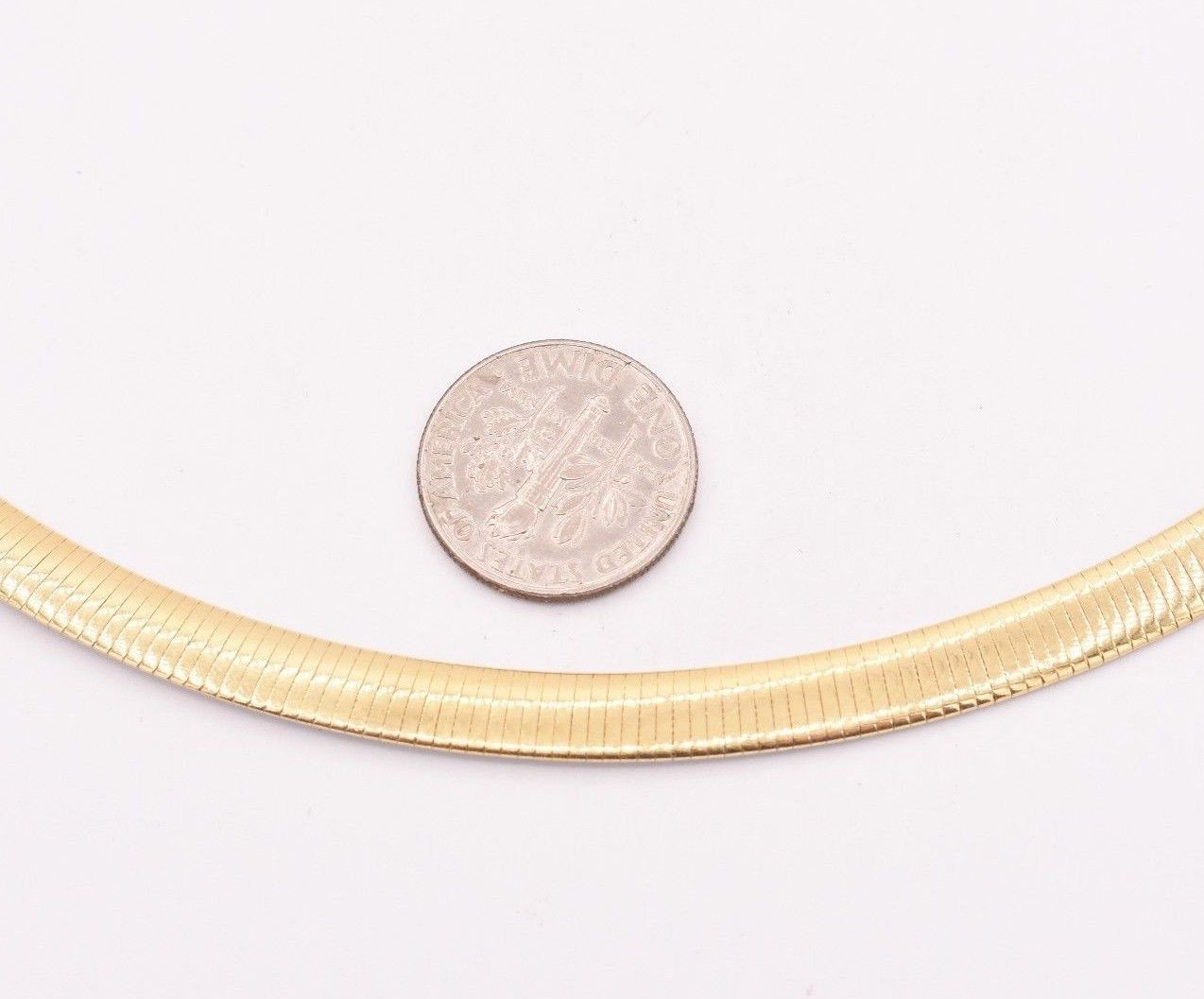 6mm Italian Reversible Omega Chain Necklace 14K Yellow Gold-Plated Silver 925