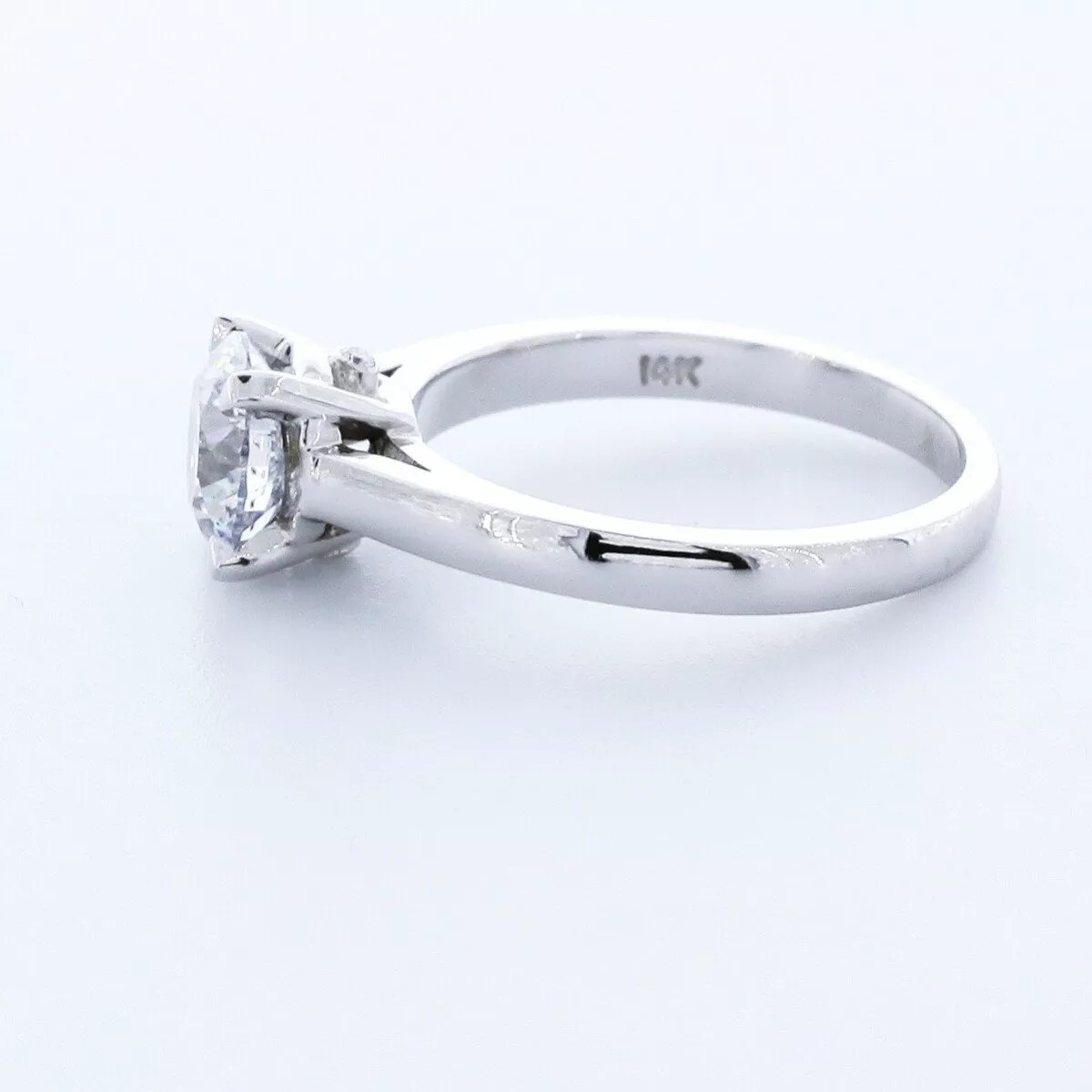 Engagement Ring 14K White Gold Classic 1.79 Carat Round Lab-Grown Diamond G SI1