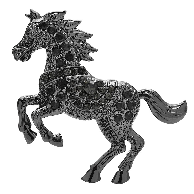 3pcs Crystal Horse Brooch Pin Set Gold Silver Black Equestrian Animal Jewelry