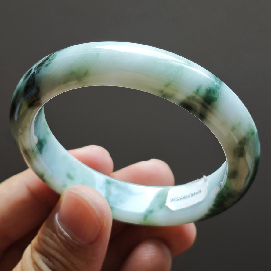 57mm Certification Grade A Green Burma Natural Jadeite Jade Bracelet Bangle8603
