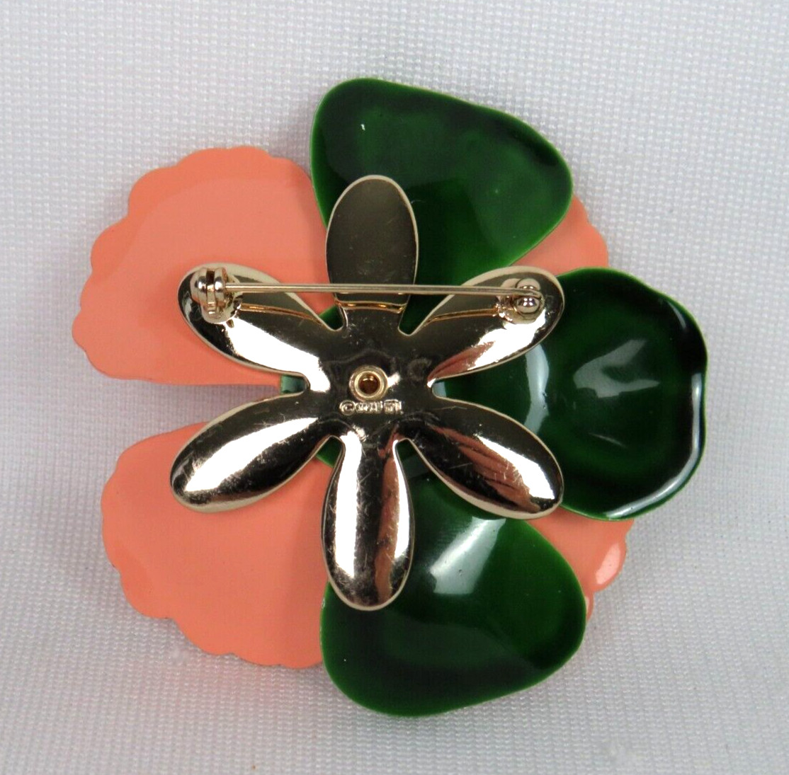 VTG 1950s 60s MOD ENAMEL METAL FLOWER BROOCH SIGNED SARAH COVENTRY 2 3/4″ WIDE