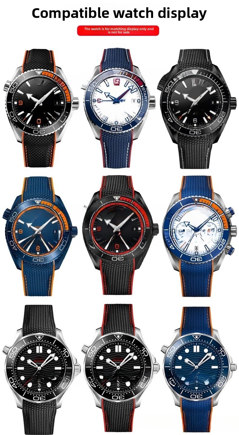 High-quality Nylon Rubber Silicone Watch Straps Mens Sports Band 21mm for Omega