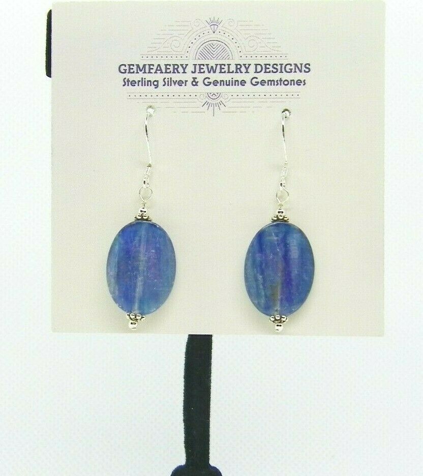 Sterling Silver Natural KYANITE Gemstone Dangle Earrings #2279…Handmade USA