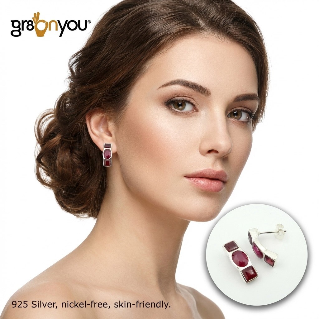 gr8onyou Special Occasion Jewellery | Genuine RUBY | 925 Silver Earrings