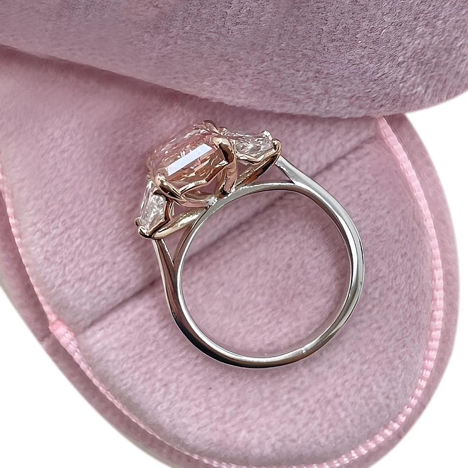 14k White Gold Fancy Vivid Pink Diamond Ring 2.40 Ct Radiant Cut IGI Lab Grown