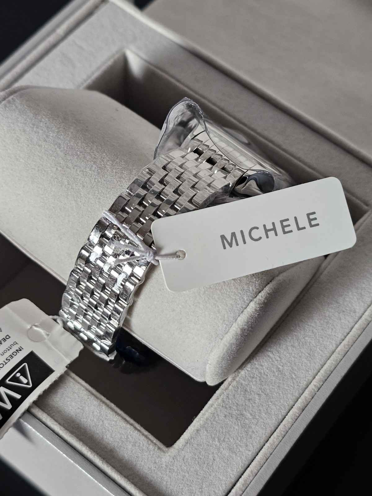 Michele Meggie High Shine Mirror Diamond Dial Stainless Steel Watch MWW33B000012