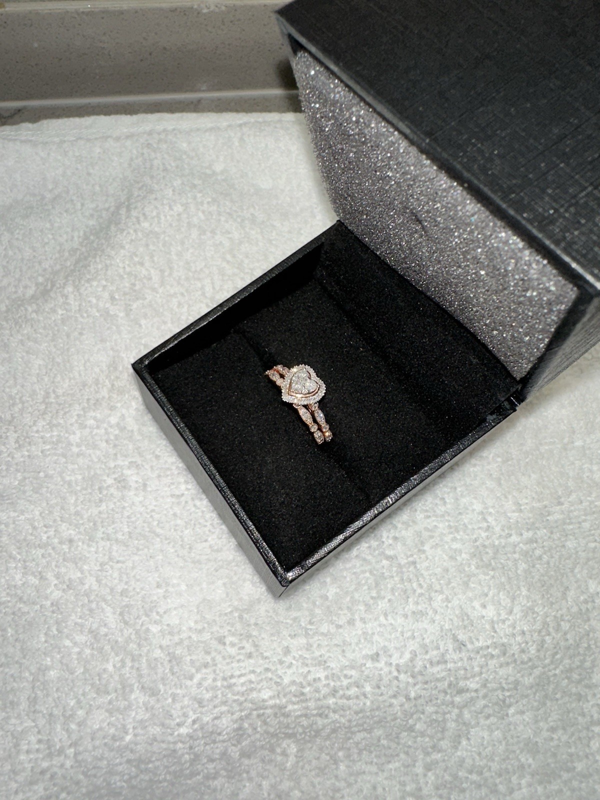 Zales 0.50 ctw Diamond Heart Engagement/Wedding Ring Set 10K Rose Gold Sz 9