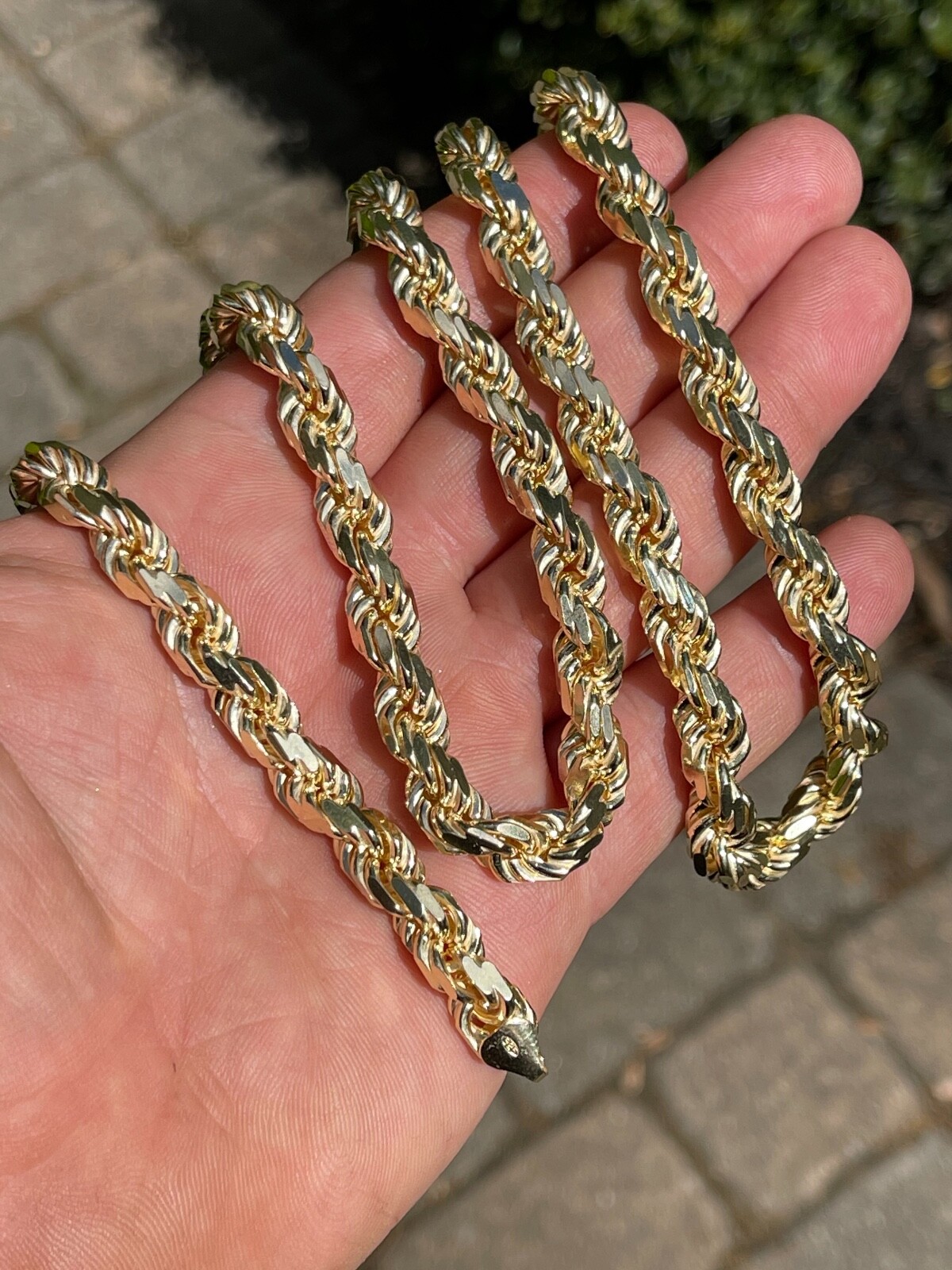 8mm Thick Rope Chain 14k Gold Plated Real Solid 925 Sterling Silver Necklace Big
