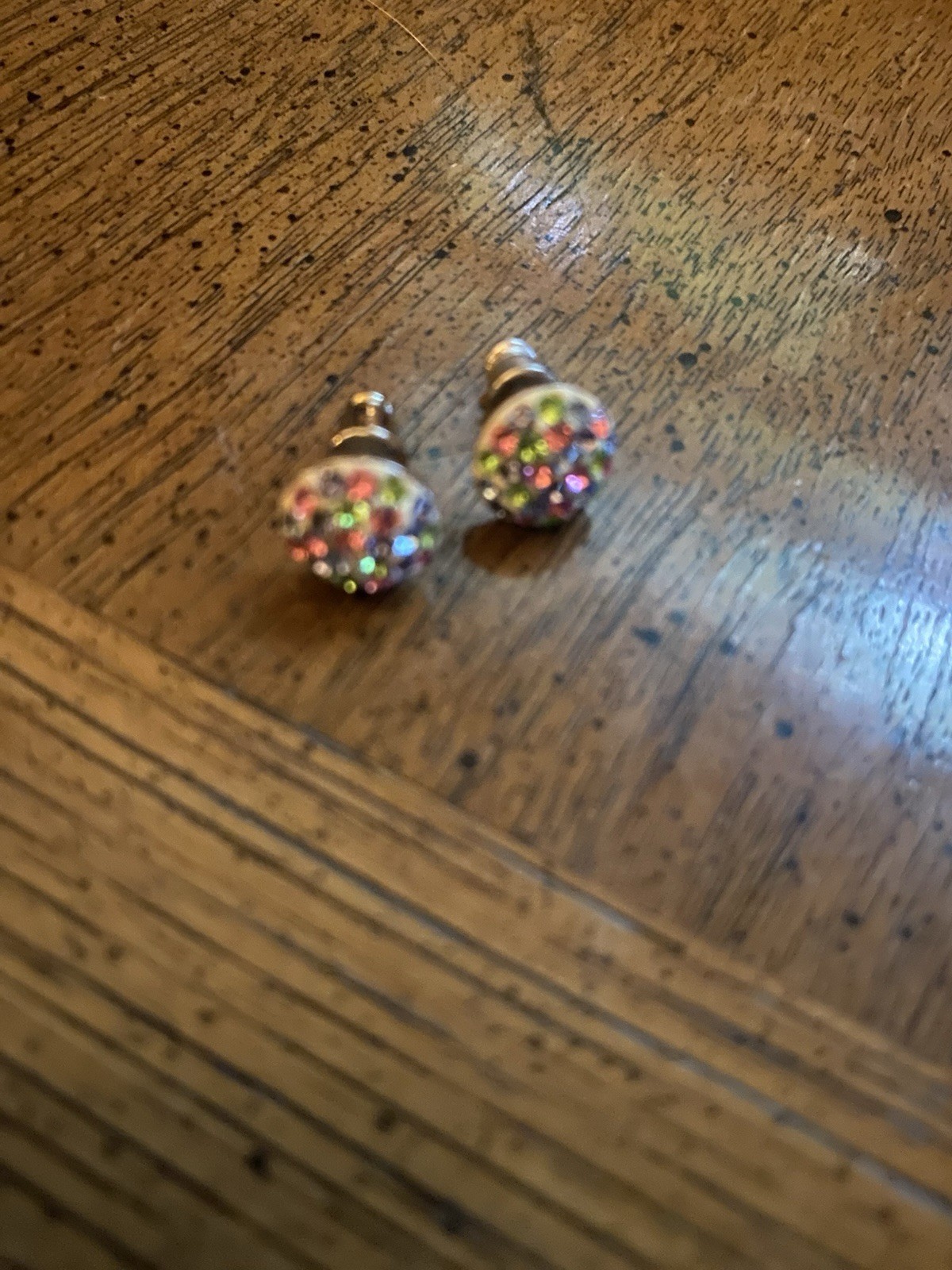Multicolor Round Stud Earrings marked 925 silver Pair for Lobe