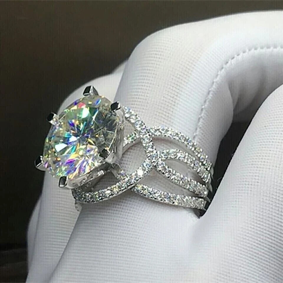 3 Ct Round Lab-Created Diamond Solitaire Anniversary Ring 14K White Gold Plated