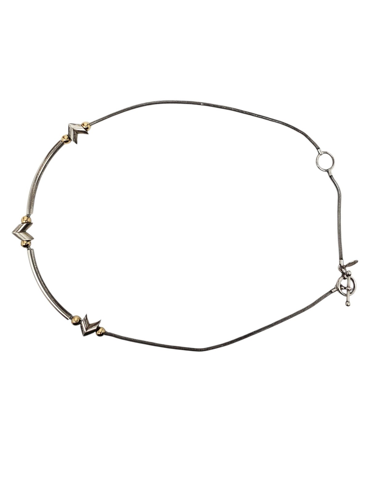 Gina Sterling Silver and 14k Gold Chevron Station Necklace #24725
