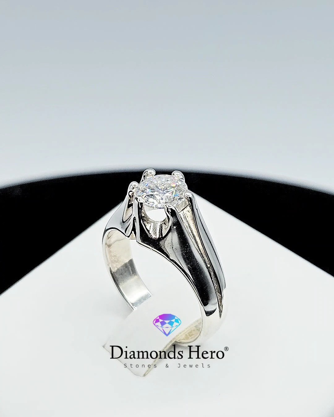 David Ring with Moissanite Round 1ct D, S925