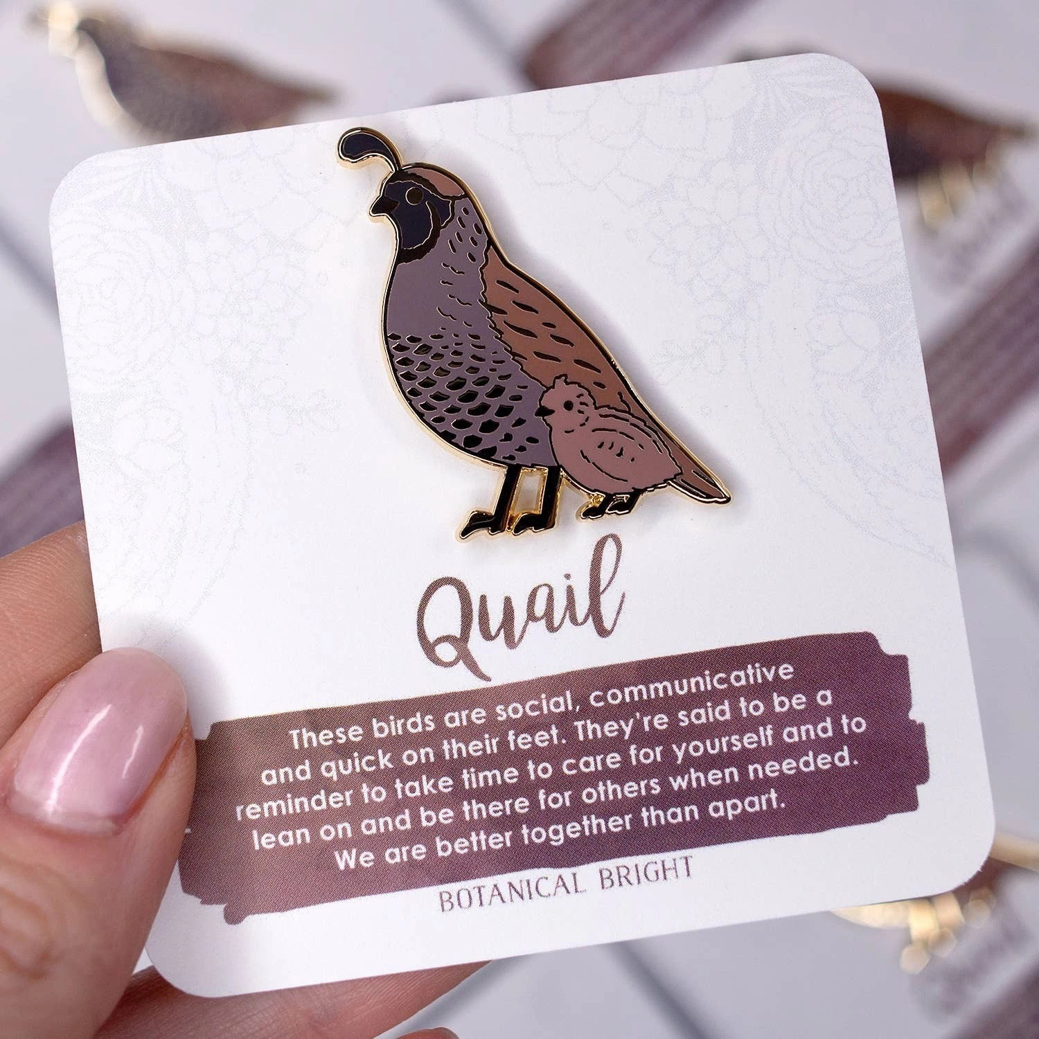 Quail Enamel Pin – Gold Plated Nature Jewelry – NEW Bird & Wildlife Brooch