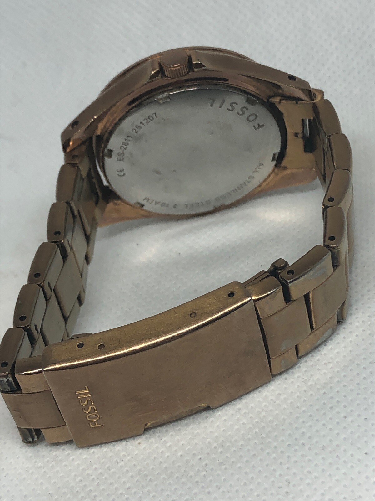 Fossil ES2811 Womens Gold Stainless Steel Analog Rose Gold Dial Wrist Watch HG31