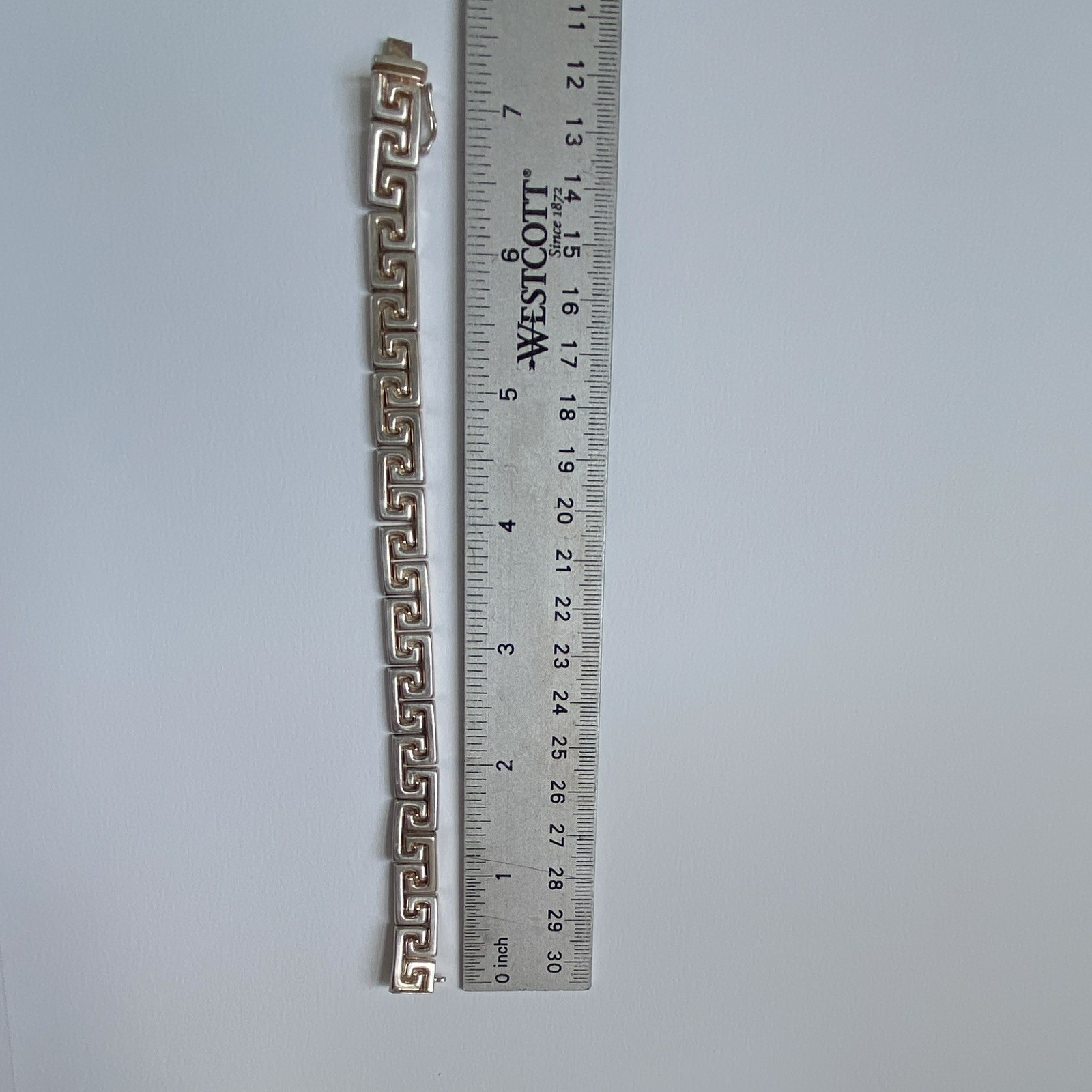 925 milor Italy Greek Key Link Chain Bracelet 7 in Box Clasp vintage estate 21g