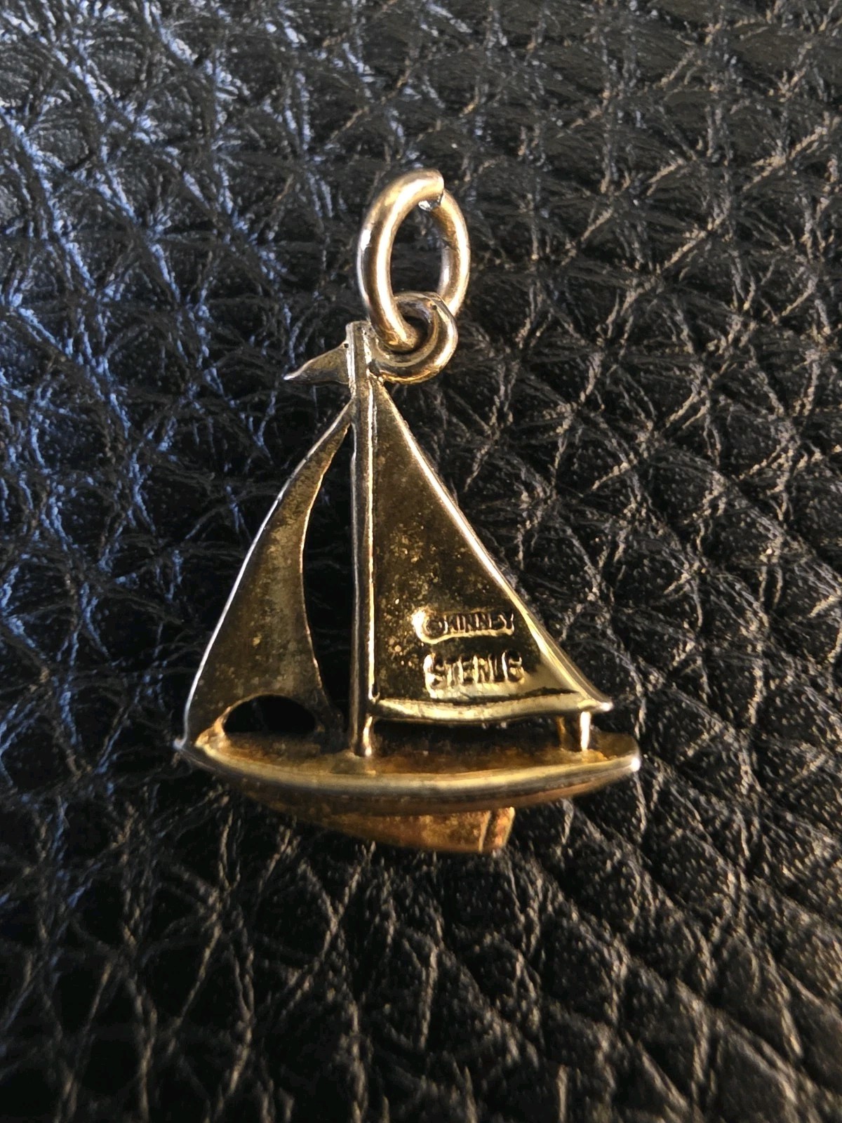 Vintage Sterling Silver Sailboat Charm Gold Tone Nautical Kinney Pendant