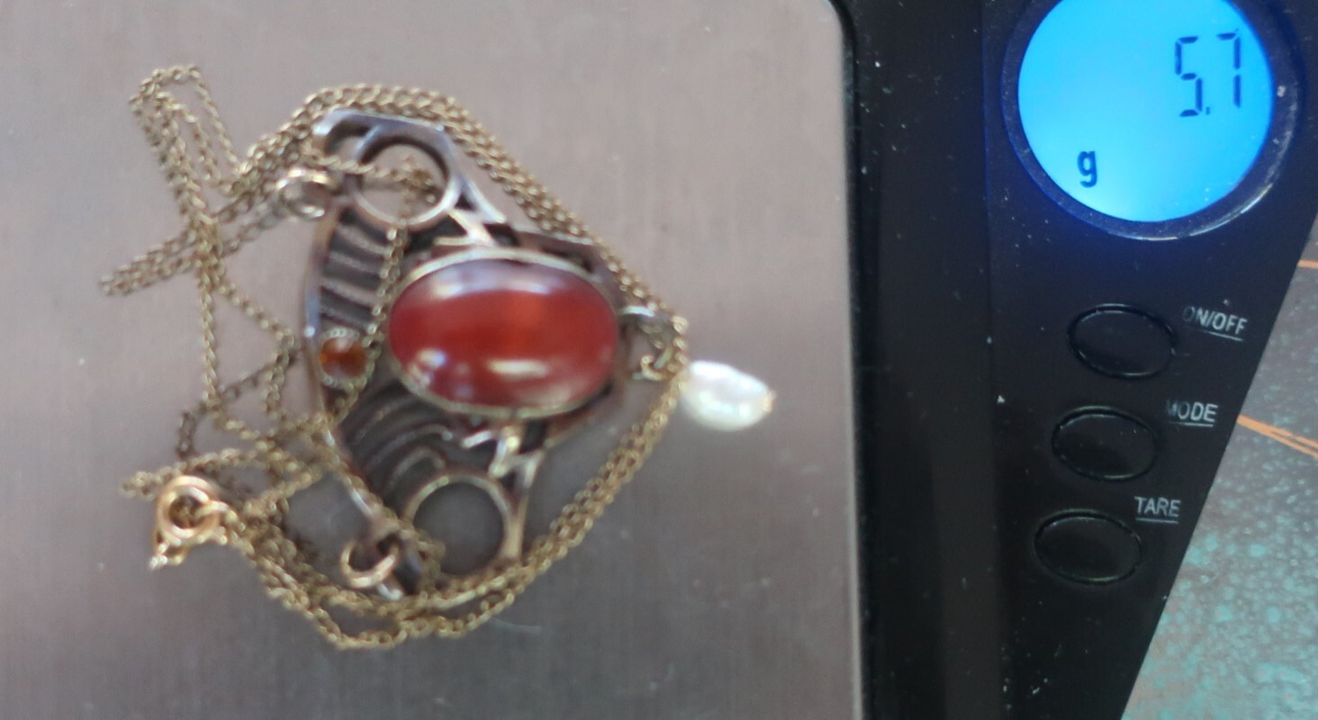 Antique Gold Filled GF Lavalier Pendant Necklace Arts and Crafts style.