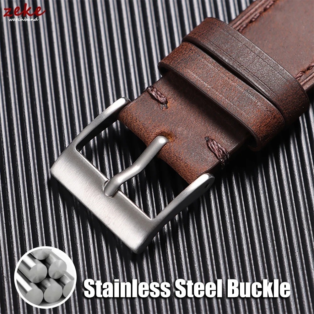 Quick Release Vintage Retro Genuine Leather Watch Band 18mm to 21mm buckle Strap