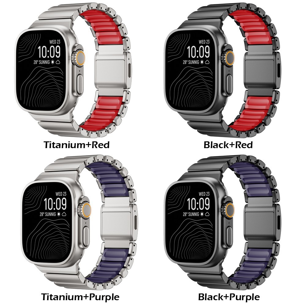 Titanium + Silicone Link Band for Apple Watch Ultra 3 2 49mm Series 11 10 9 8 7