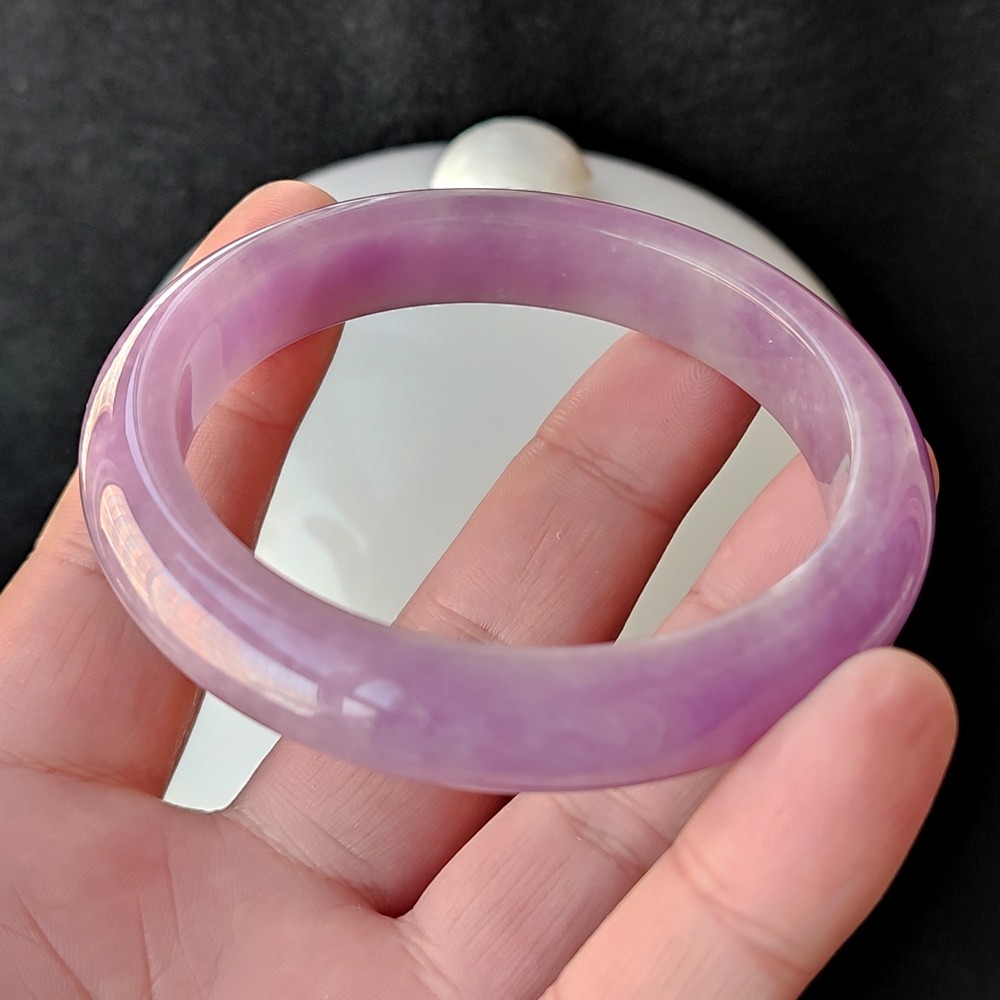 Certified Grade A Lavender 58mm Natural Burma Jade jadeite Bangle Bracelet 4325