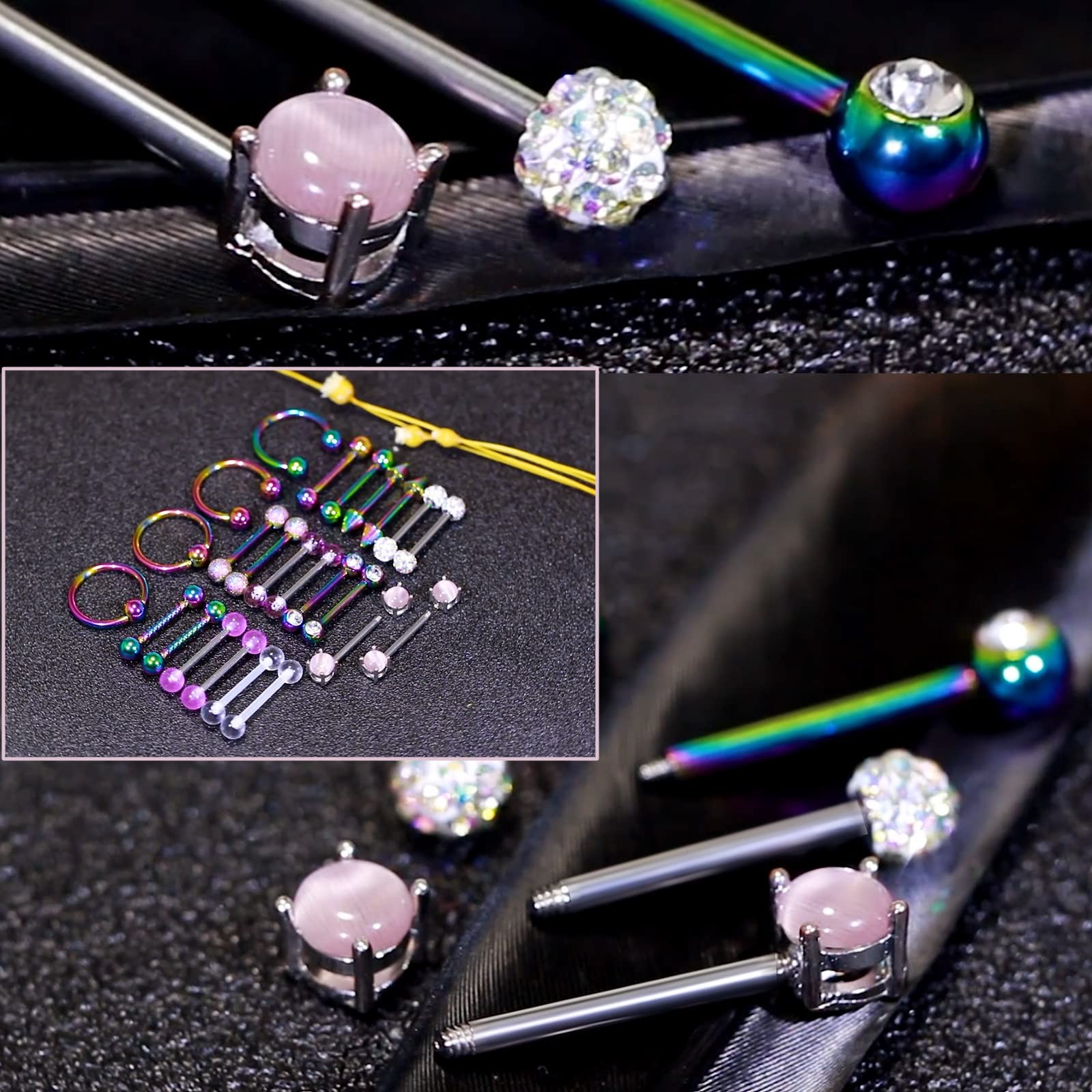 14G Nipple Rings Surgical Stainless Steel Barbells Hoops Tongue Jewelry 14mm 12