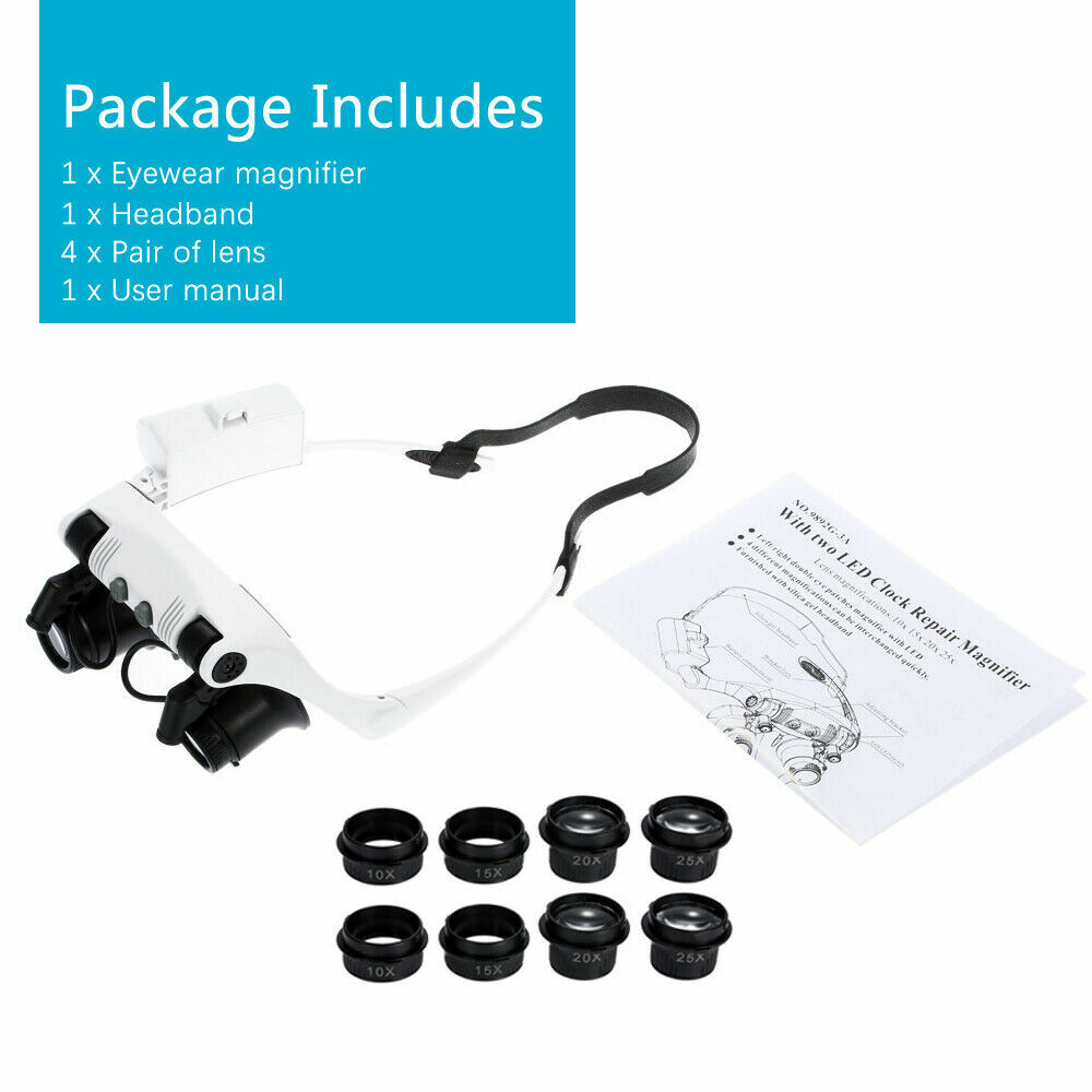 US Headband Headset LED Head Lamp Light Jeweler Magnifying Glass Loupe Tools