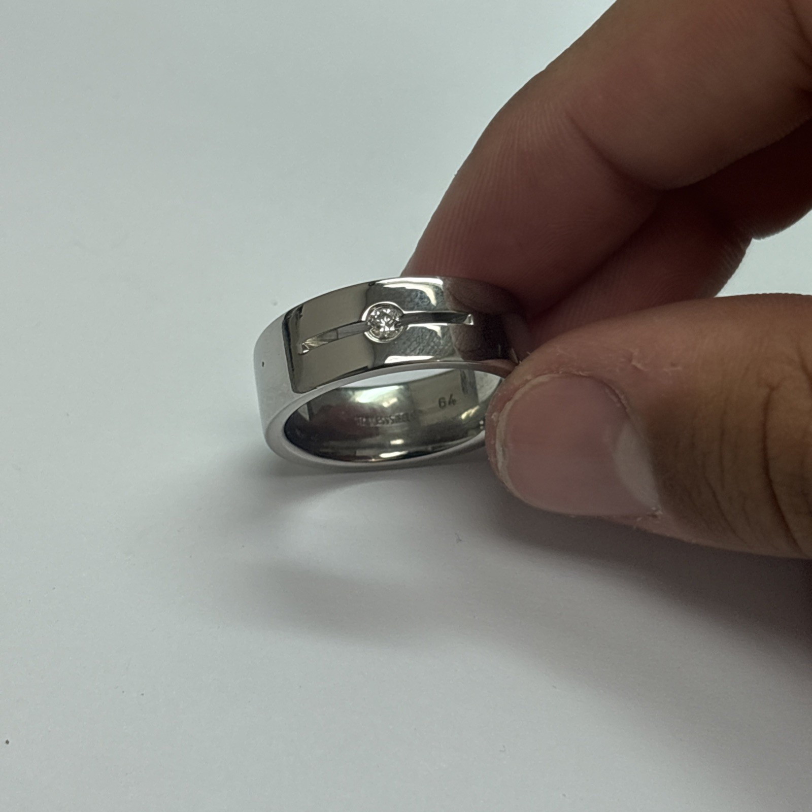 Men’s Stainless Steel Ring With Natural Diamond Fits Ring Size 10 3/4”