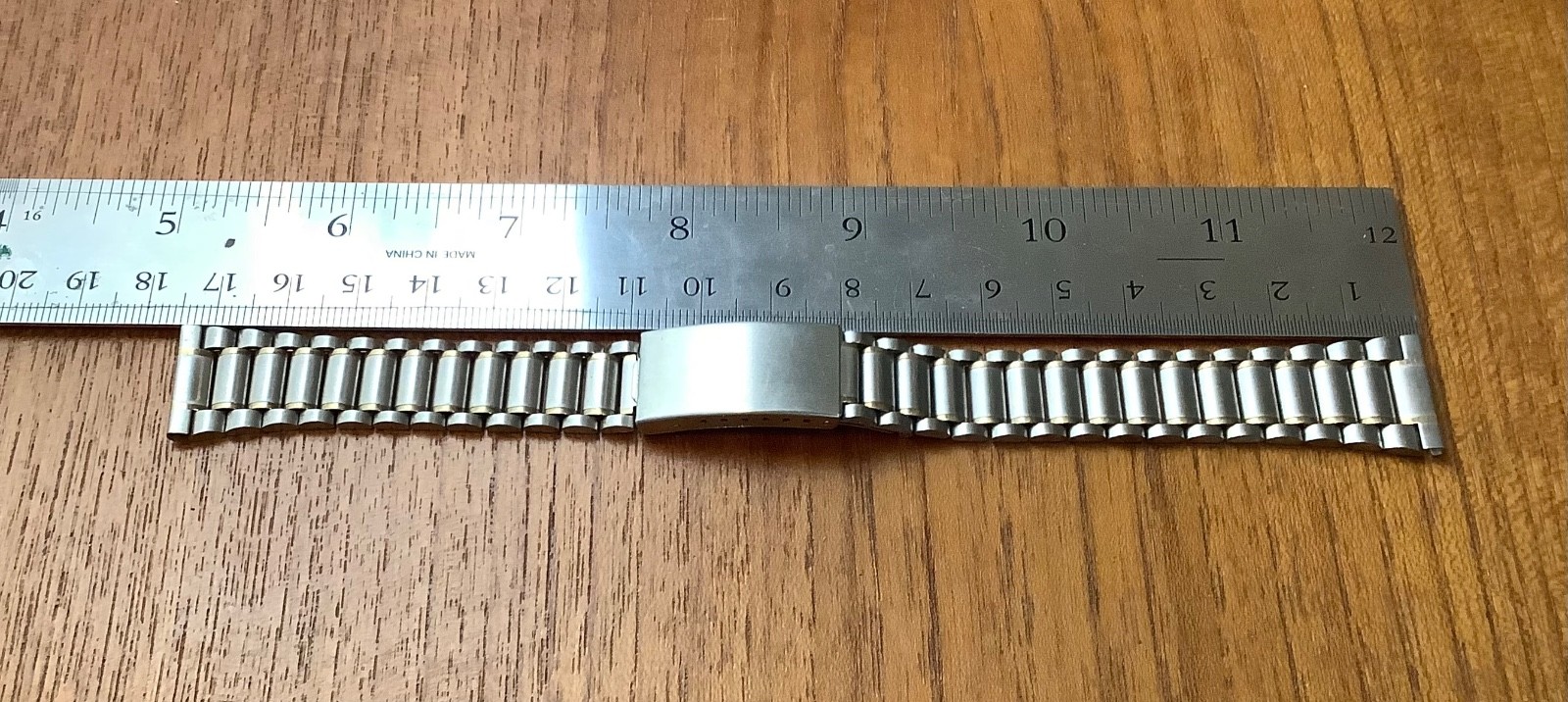 Watchband Gold & Satin Brushed Stainless Link Bracelet Fold Over Clasp 18mm Ends