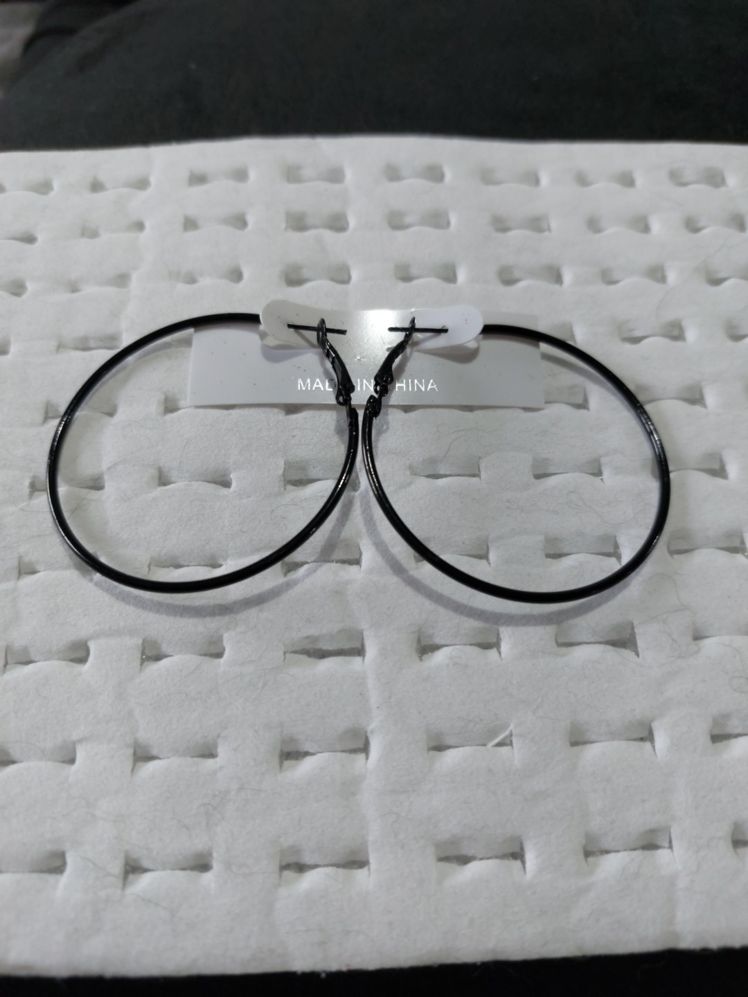 Black Colour Hoop Earrings 5cm (D35) New