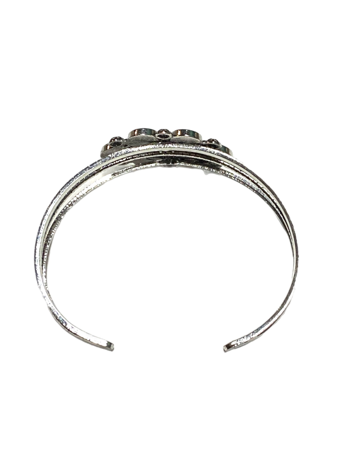 Paparazzi Taj Mahal Meadow Green Cuff Bracelet Bangle Silver Tone 7” Fashion EUC