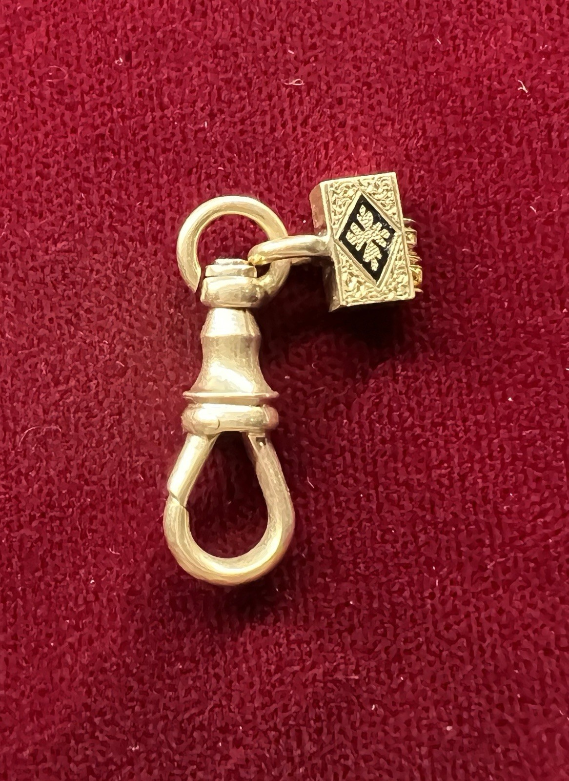 Victorian Antique 14k Yellow Gold Dog Clip Clasp w/Taille d’Epargne finding